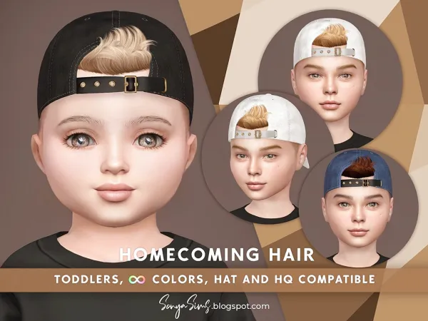 Alpha HOMECOMING HAIR TODDLERS by sonyasims - The Sims 4 Custom Content