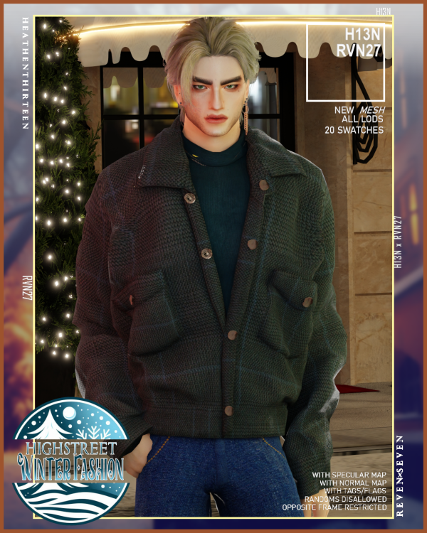Alpha Men's Snap Button Winter Fleece Jacket with Mockneck Pullover by simsfinds - The Sims 4 Custom Content