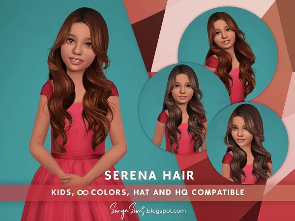 Alpha Serena Hair Kids by sonyasims - The Sims 4 Custom Content