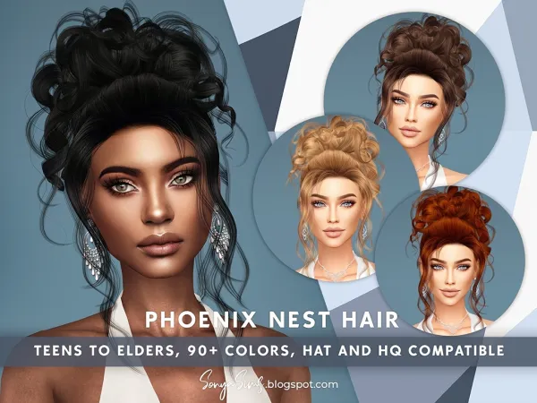 Alpha Phoenix Nest Hair - The Sims 4 Custom Content