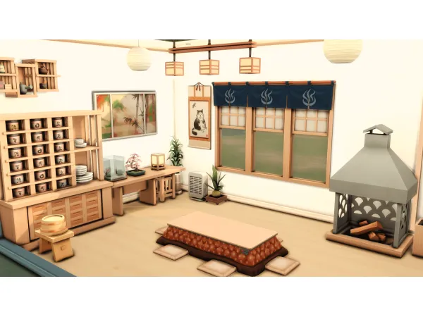 Maxis Match Japanese Dining Room NO by simsfinds - The Sims 4 Custom Content