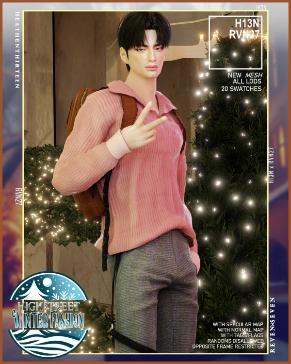 Alpha Inside Trucker Neck Sweater Leather Backpack by simsfinds - The Sims 4 Custom Content