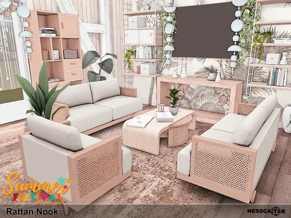 Mix Rattan Nook by nesscasims - The Sims 4 Custom Content