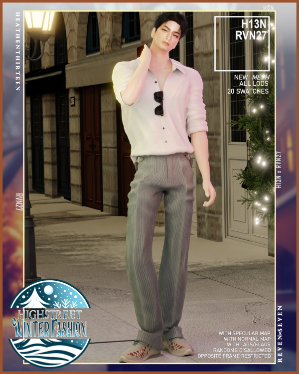 Mix Front Seam Baggy Loose Naple Trousers by simsfinds - The Sims 4 Custom Content