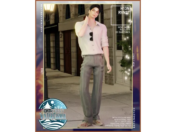 Mix Front Seam Baggy Loose Naple Trousers by heathenthirteen - The Sims 4 Custom Content