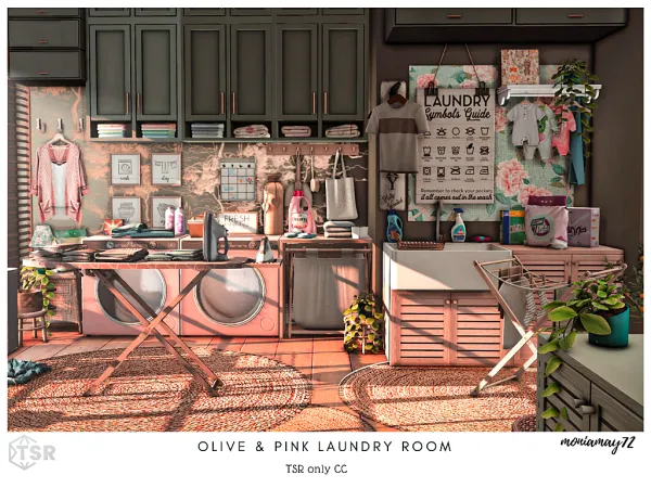 Mix Olive Pink Laundry Room - The Sims 4 Custom Content