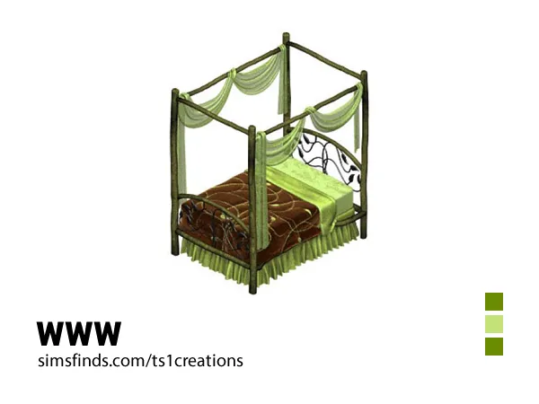 Cama Mágica Verde by ts1creations - The Sims 1 Custom Content