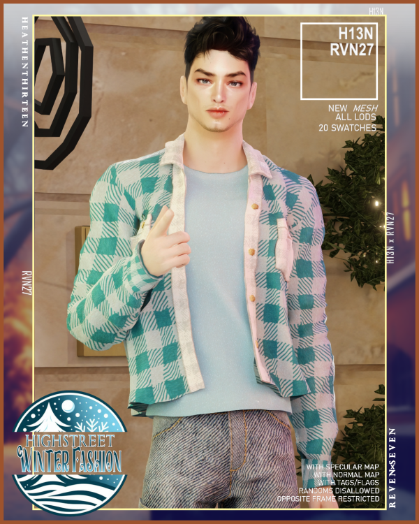 Mix Chest Pocket Button Up Collar Jacket Layered Shirt by simsfinds - The Sims 4 Custom Content