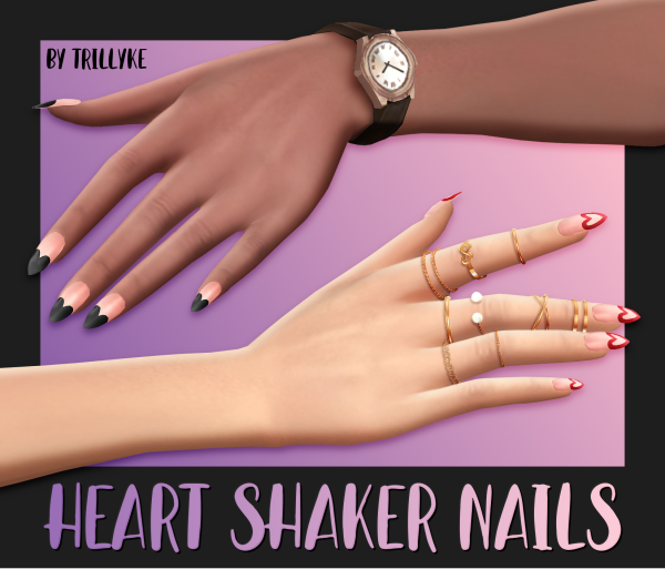 Maxis Match Heart Shaker Nails by simsfinds - The Sims 4 Custom Content