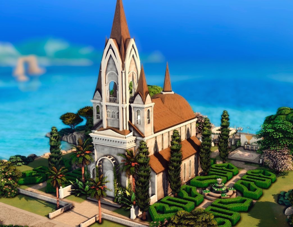Maxis Match Wedding Chapel by simsfinds - The Sims 4 Custom Content