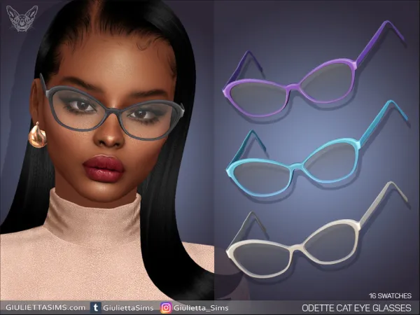 Alpha Odette Cat Eye Glasses by feyona - The Sims 4 Custom Content