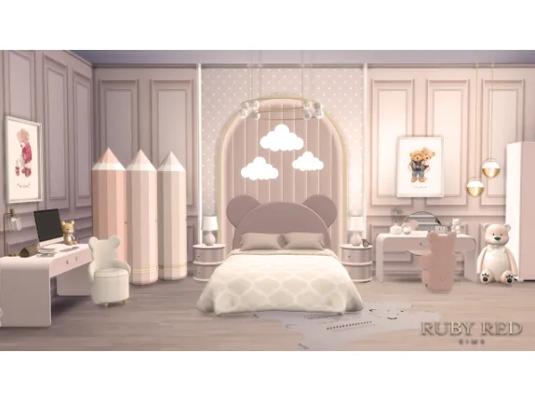 Mix Teddy Bear Kids Room Set by RubyRed - The Sims 4 Custom Content