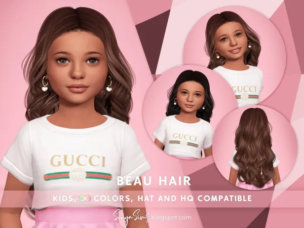 Alpha BEAU HAIR KIDS by sonyasims - The Sims 4 Custom Content