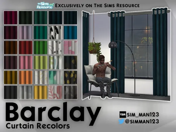 Mix Barclay Curtain Recolors by thesimsresource - The Sims 4 Custom Content