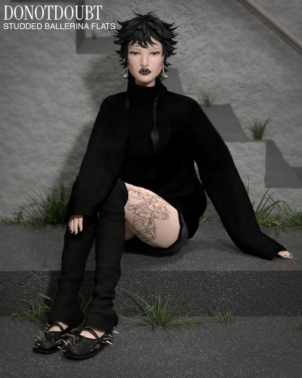 Alpha Studded Ballerina Flats by simsfinds - The Sims 4 Custom Content