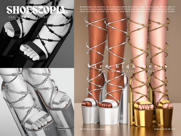 Alpha Wire High Heels by shoestopia - The Sims 4 custom content