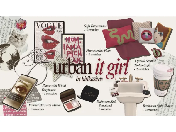 Mix Urban It Girl Set by kirikasims - The Sims 4 Custom Content