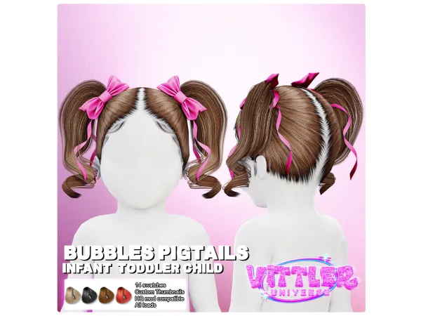 Bubbles Pigtails Hair Infant Toddler Child By VittlerUniverse