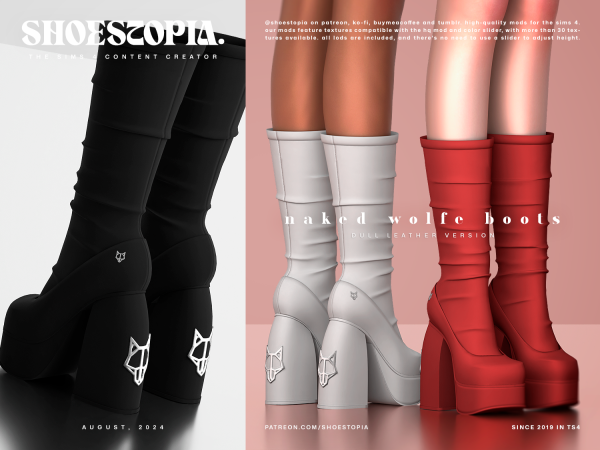 Alpha Naked Wolfe Spice Knee Thigh Heeled Boots by shoestopia - The Sims 4 custom content