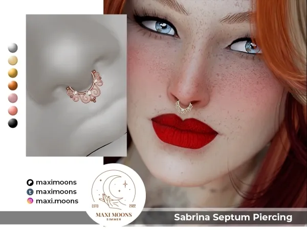 Alpha Sabrina Septum Piercing by maximoons - The Sims 4 Custom Content