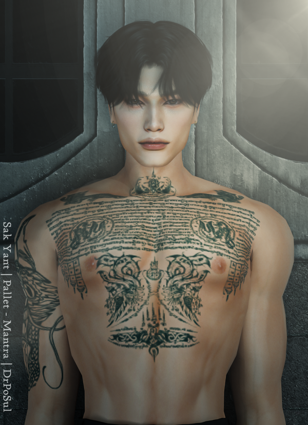 Mix Tattoo Collection Sak Yant Pallet Mantra by simsfinds - The Sims 4 Custom Content