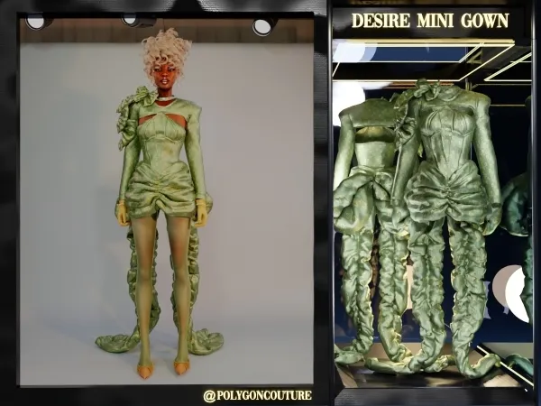 Alpha Desire Mini Gown by polygoncouture - The Sims 4 Custom Content