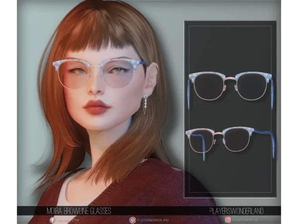 Alpha Moira Browline Glasses by PlayersWonderland - The Sims 4 Custom Content