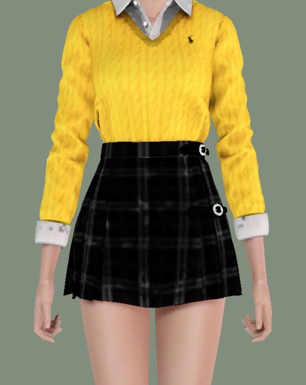 [SOBORO]PoloCableKnitFlapPleastedSkirt Conversion by simsfinds - The Sims 3 Custom Content