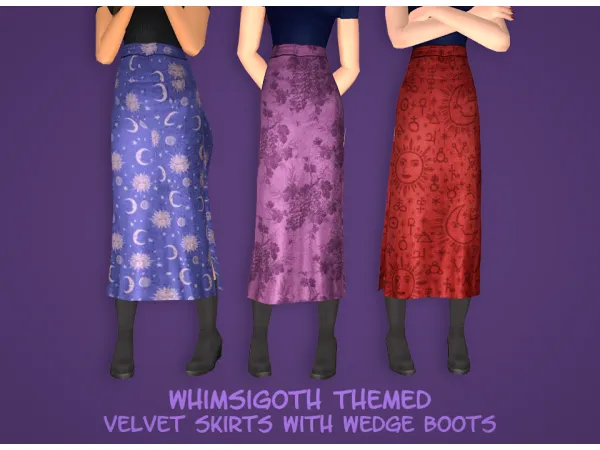 Velvet Slit Skirts with Wedge Boots by simstationdance - The Sims 2 Custom Content