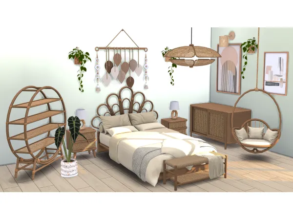 Alpha Boho Bedroom by comiko - The Sims 4 Custom Content