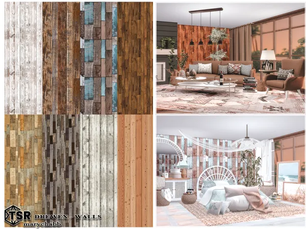 Mix Drewex Walls by marychabb - The Sims 4 Custom Content