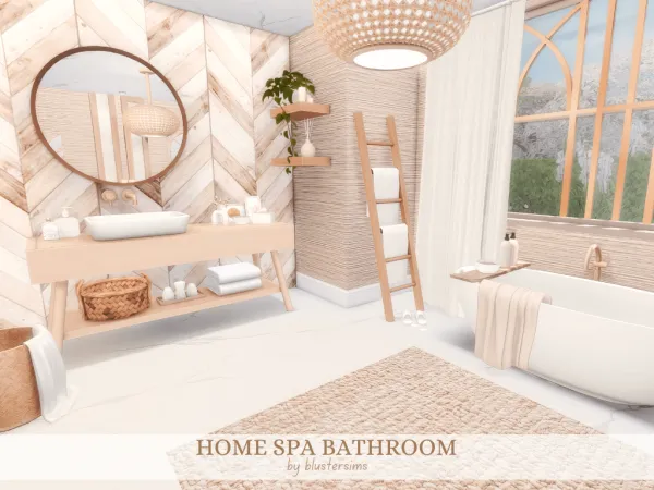Mix Home Spa Bathroom by simsfinds - The Sims 4 Custom Content