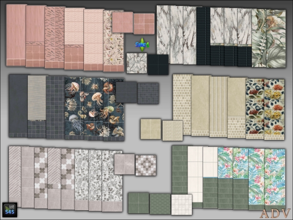 Mix Bath tiles by artedellavita_mabra - The Sims 4 Custom Content