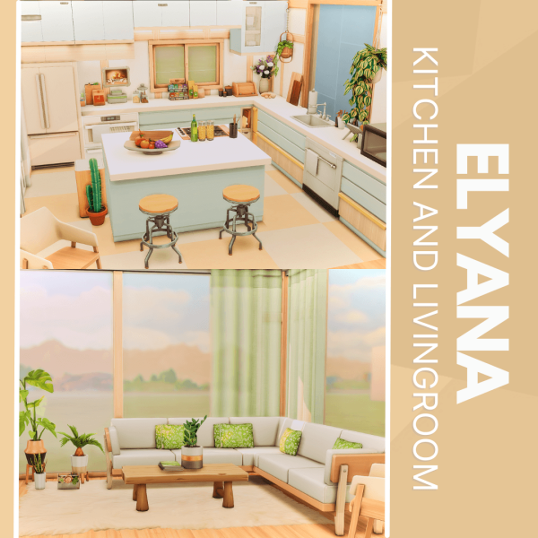 Maxis Match Elyana Kitchen Living No by simsfinds - The Sims 4 Custom Content