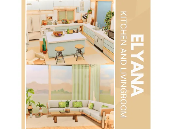 Elyana Kitchen + Living - No CC By Mini_Simmer