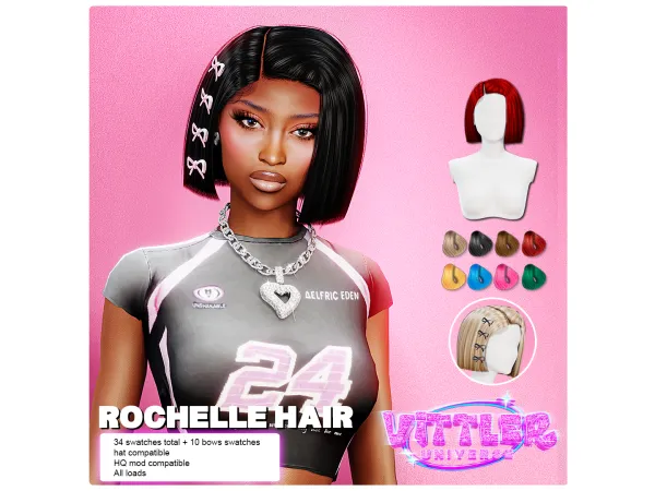 Alpha Rochelle Short Hair by VittlerUniverse - The Sims 4 Custom Content