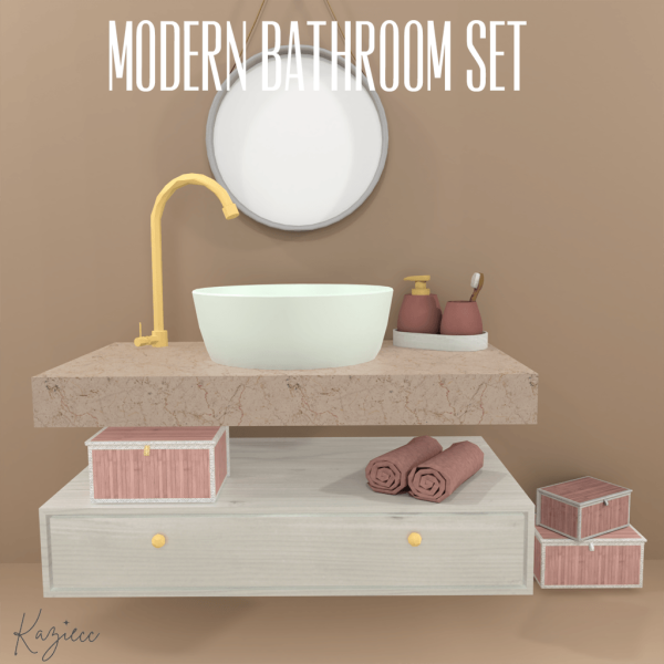 Mix Modern Bathroom set by simsfinds - The Sims 4 Custom Content