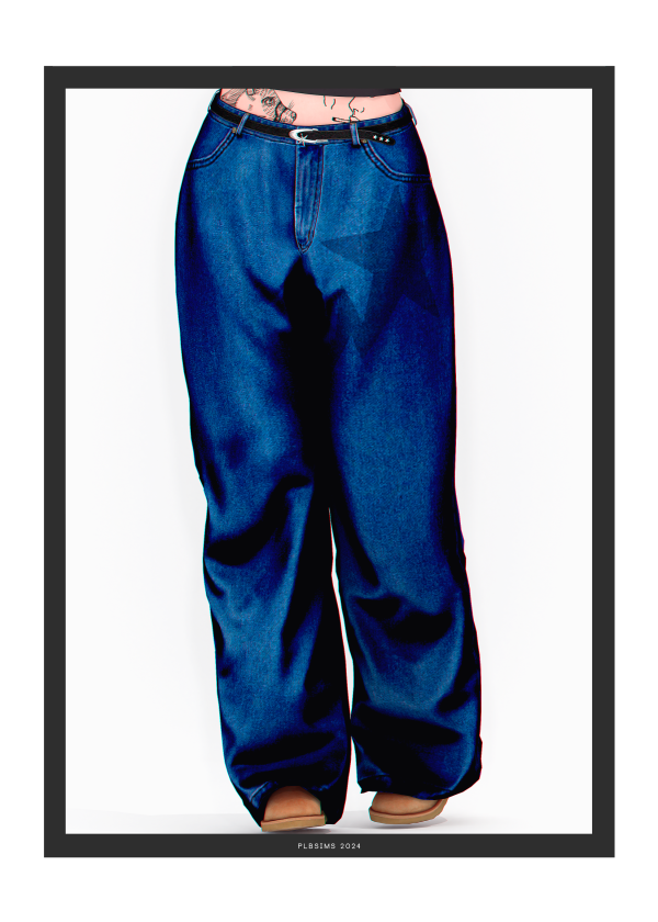 Alpha Rebel Denim Pants (with belt) by plbsims - The Sims 4 Custom Content