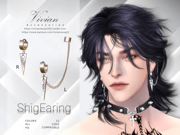 Alpha Shig Earing by VivianDang - The Sims 4 Custom Content