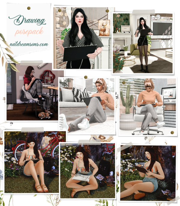 Maxis Match Drawing Posepack by simsfinds - The Sims 4 Custom Content