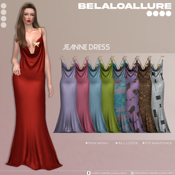 Alpha Jeanne Dress by simsfinds - The Sims 4 Custom Content