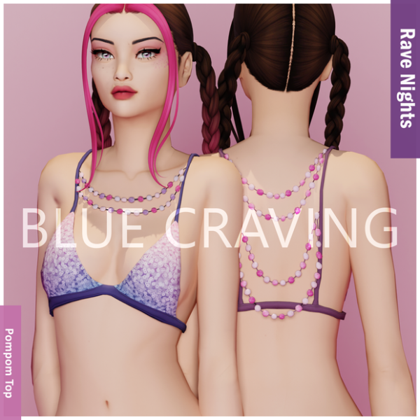 Maxis Match Blue Craving Pompom Top by bluecraving - The Sims 4 Custom Content