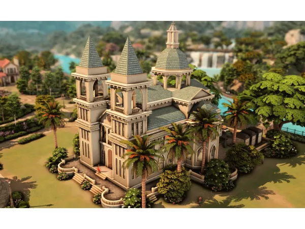 Maxis Match Wedding Cathedral with Cemetery by simsfinds - The Sims 4 Custom Content