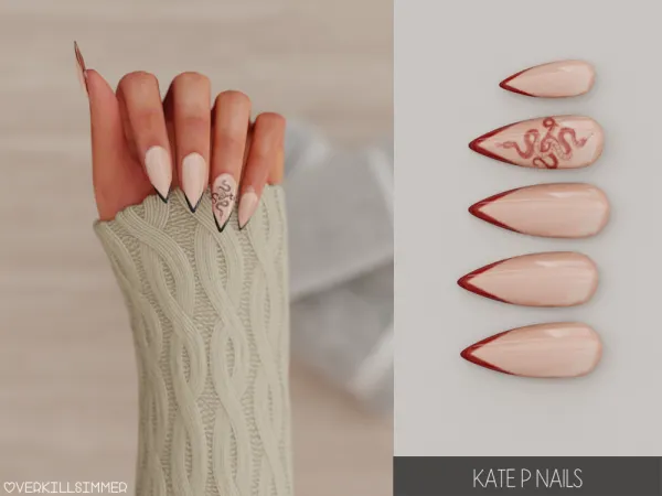 Alpha Kate P nails by overkillsimmer - The Sims 4 Custom Content