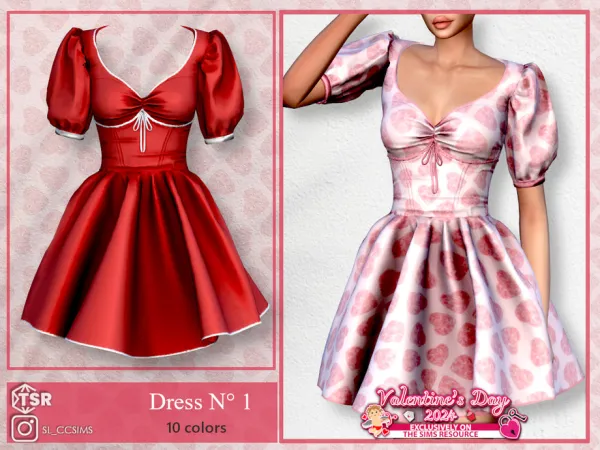 Mix Valentine's Day Dress 1 by thesimsresource - The Sims 4 Custom Content