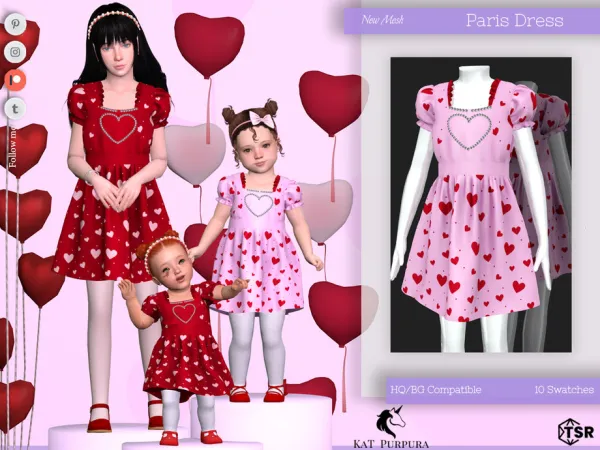 Maxis Match Paris Dress Child by KaTPurpura - The Sims 4 Custom Content