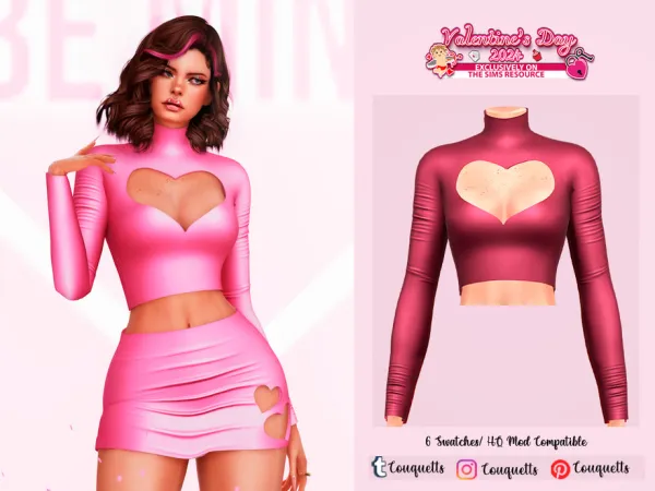 Alpha Valentines Day Pajamas Set N1 Top by thesimsresource - The Sims 4 Custom Content