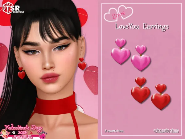 Mix Love You Earrings by WisteriaSims - The Sims 4 Custom Content