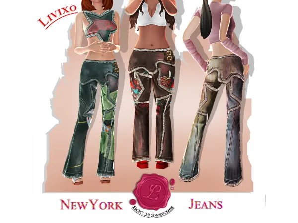 Mix NEW YORK JEANS by Livixo - The Sims 4 Custom Content