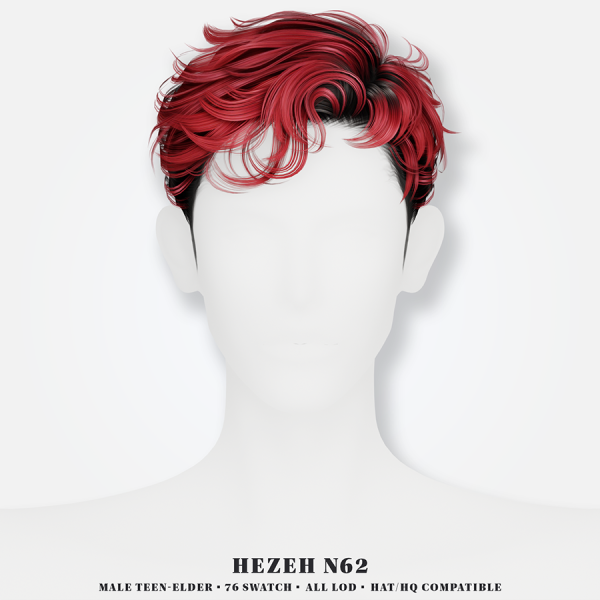 Alpha [Hezeh]Hair_No62 by hezeh - The Sims 4 Custom Content